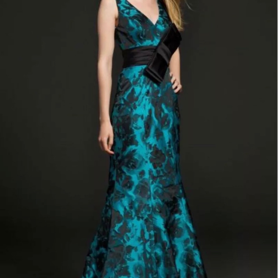 Jovani Aqua Black Gown New Sz4